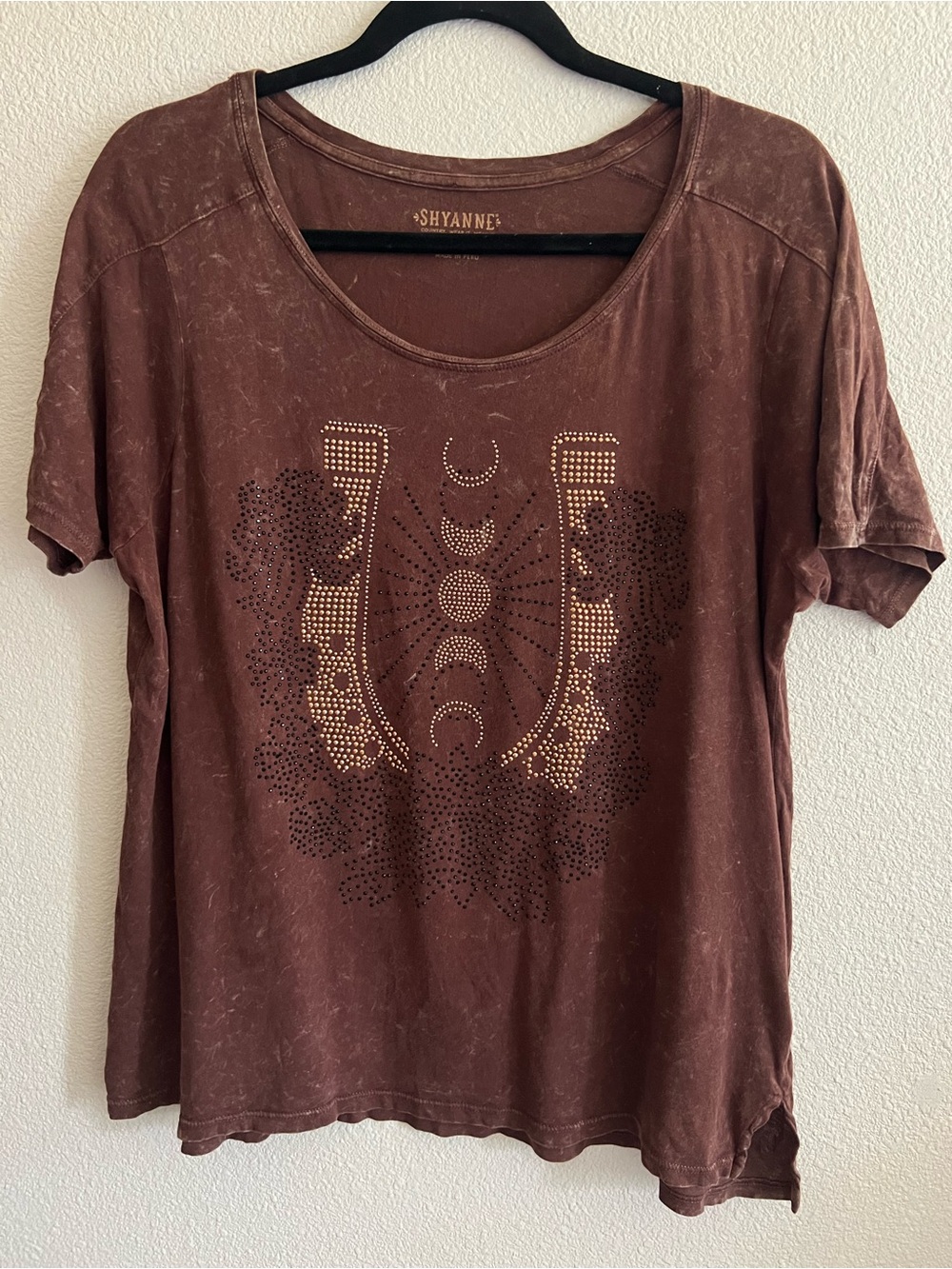Shyanne Brown Short Sleeve Studded Moon Graphic Tee